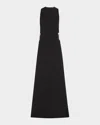 Reem Acra Embellished Heavy Crepe Cady Sleeveless Maxi Dress In Black