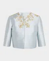 Reem Acra Embellished Silk Bolero Jacket In Blue