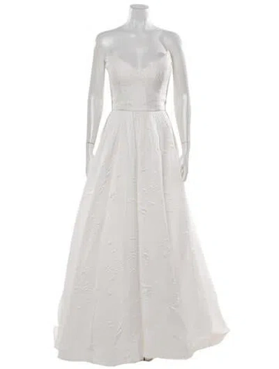 Pre-owned Reem Acra Floral Print Long Dress In Neutrals