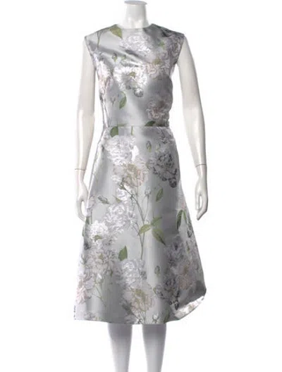 Pre-owned Reem Acra Floral Print Midi Length Dress In Multicolor