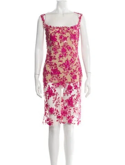 Pre-owned Reem Acra Floral Print Mini Dress In Pink