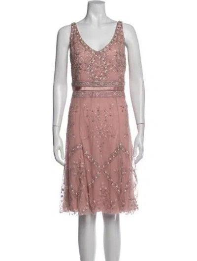 Pre-owned Reem Acra Floral Print Mini Dress In Pink