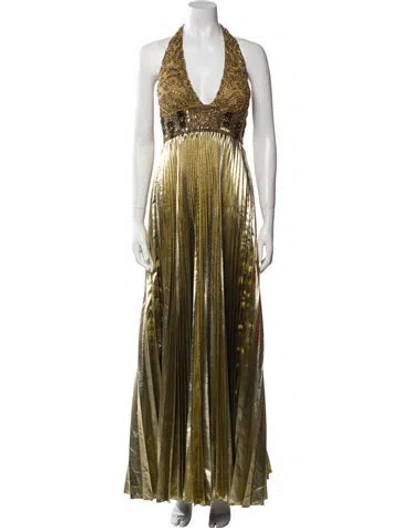 Pre-owned Reem Acra Halterneck Long Dress