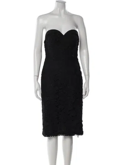 Pre-owned Reem Acra Lace Pattern Knee-length Dress In Black