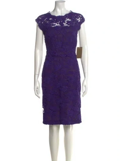 Pre-owned Reem Acra Lace Pattern Knee-length Dress W/ Tags In Purple