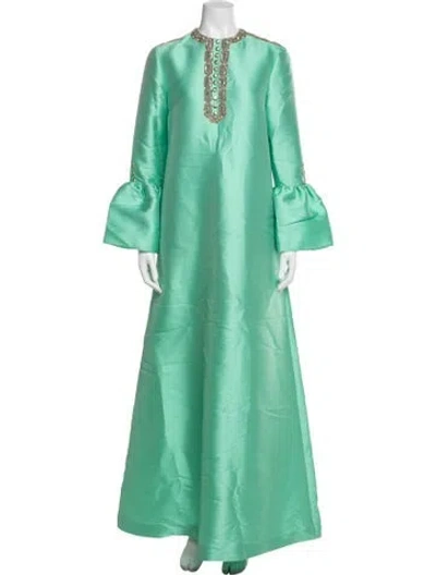 Pre-owned Reem Acra Long Dress In Green