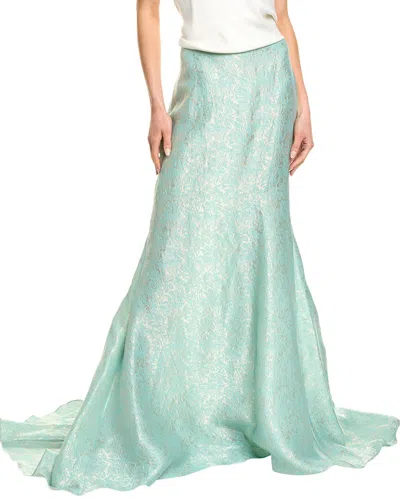 Reem Acra Long Jacquard Skirt In Green