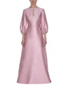 Reem Acra Mikado Bishop Sleeves Kaftan In Pink
