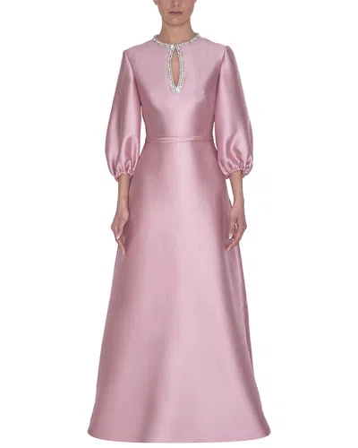 Reem Acra Mikado Bishop Sleeves Kaftan In Pink