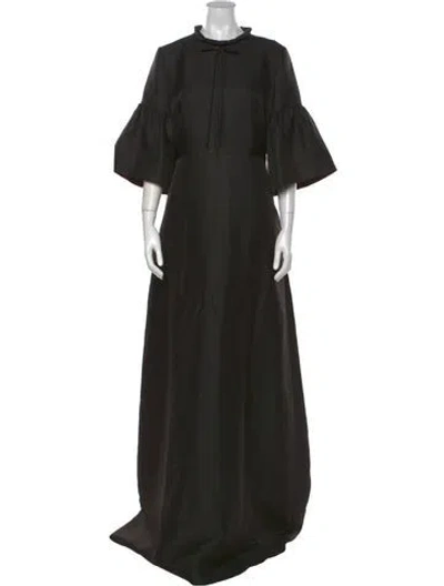 Pre-owned Reem Acra Mock Neck Long Dress In Black