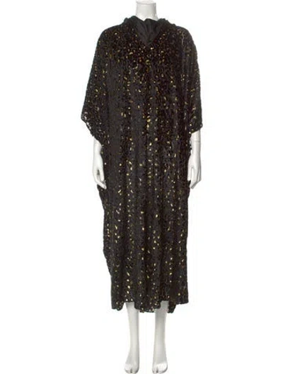 Pre-owned Reem Acra Mock Neck Long Dress In Black