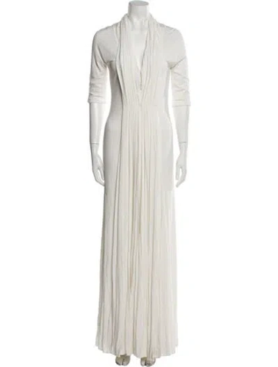 Pre-owned Reem Acra Mock Neck Long Dress In White