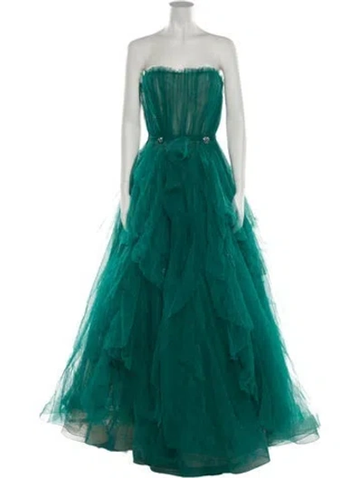 Pre-owned Reem Acra Nylon Long Dress In Green