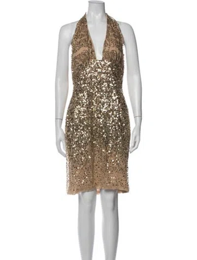 Pre-owned Reem Acra Nylon Mini Dress In Silver