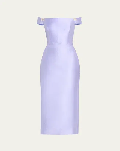 Reem Acra Off-the-shoulder Mikado Pencil Dress In Lavender