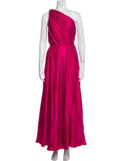 Pre-owned Reem Acra One-shoulder Long Dress In Pink