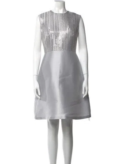 Pre-owned Reem Acra Patterned Knee-length Dress In Grey