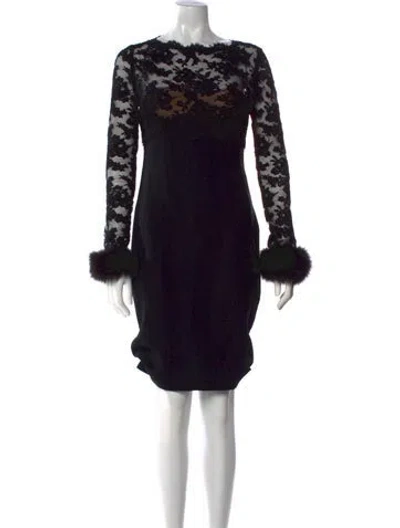 Pre-owned Reem Acra Printed Knee-length Dress In Black