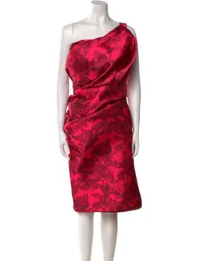 Pre-owned Reem Acra Printed Knee-length Dress In Pink