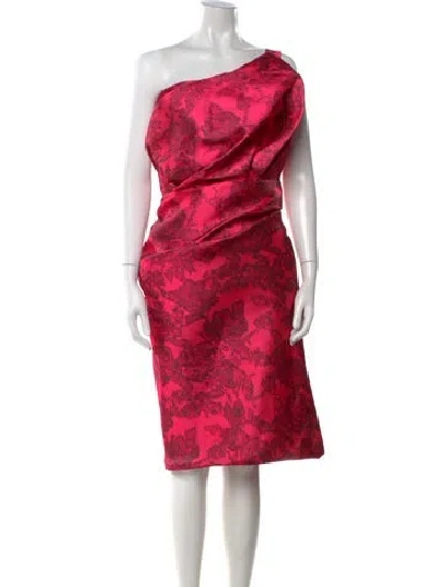Pre-owned Reem Acra Printed Knee-length Dress In Pink