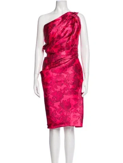 Pre-owned Reem Acra Printed Knee-length Dress In Red