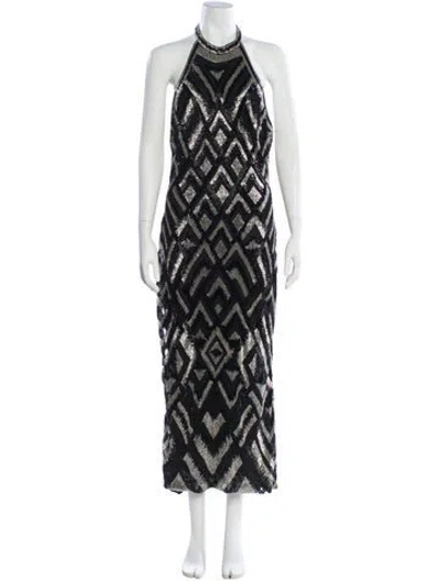 Pre-owned Reem Acra Printed Long Dress In Multi
