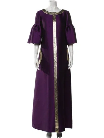 Pre-owned Reem Acra Scoop Neck Long Dress In Purple