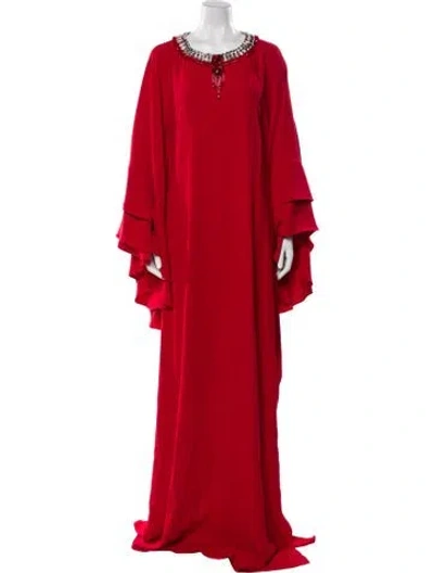 Pre-owned Reem Acra Scoop Neck Long Dress W/ Tags In Red