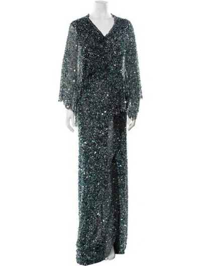 Pre-owned Reem Acra Sequin Long Dress