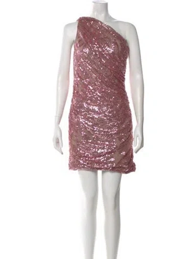 Pre-owned Reem Acra Sequin Mini Dress In Pink