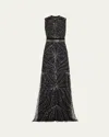 Reem Acra Sequined Back-cutout Sleeveless Gown