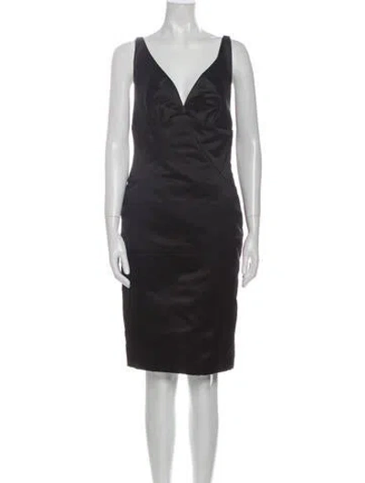 Pre-owned Reem Acra Silk Knee-length Dress In Black