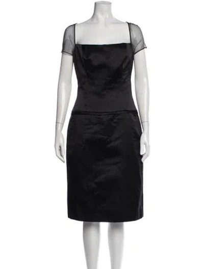 Pre-owned Reem Acra Silk Knee-length Dress In Black