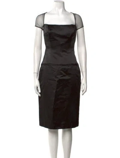 Pre-owned Reem Acra Silk Knee-length Dress In Black