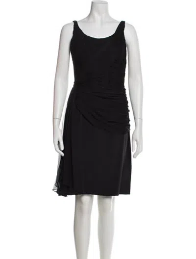 Pre-owned Reem Acra Silk Knee-length Dress In Black