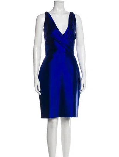 Pre-owned Reem Acra Silk Knee-length Dress In Blue