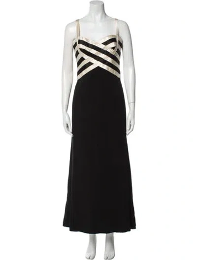 Pre-owned Reem Acra Silk Long Dress In Black