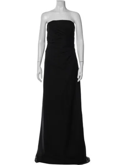 Pre-owned Reem Acra Silk Long Dress In Black