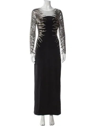 Pre-owned Reem Acra Silk Long Dress In Blue