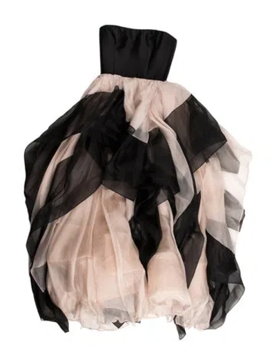 Pre-owned Reem Acra Silk Long Dress In Brown