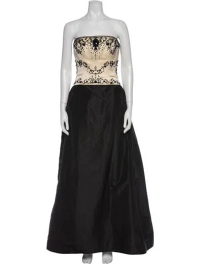 Pre-owned Reem Acra Silk Long Dress In Gray