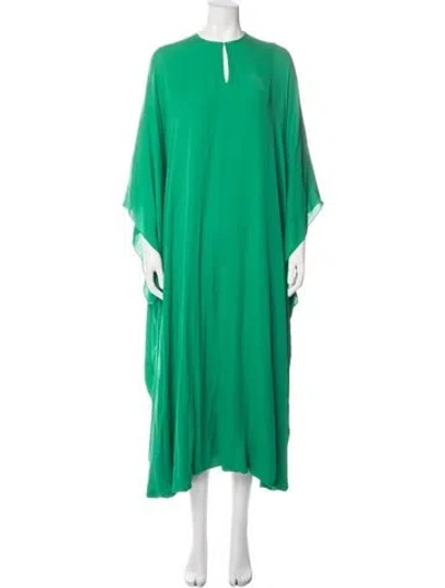 Pre-owned Reem Acra Silk Long Dress In Green