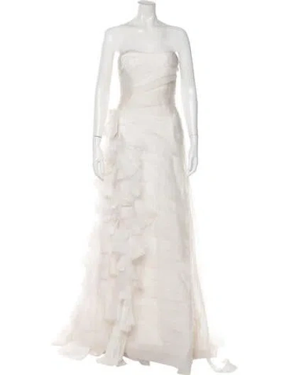 Pre-owned Reem Acra Silk Long Dress In Neutral