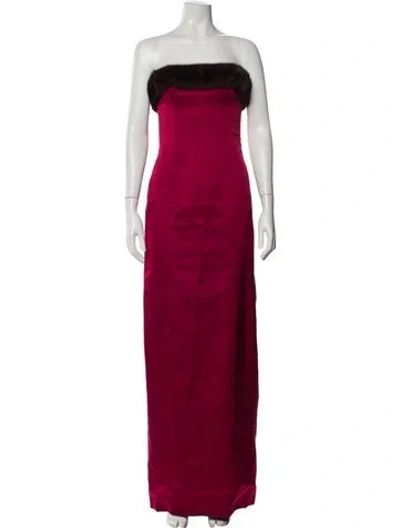 Pre-owned Reem Acra Silk Long Dress In Pink