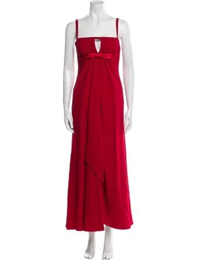 Pre-owned Reem Acra Silk Long Dress In Red