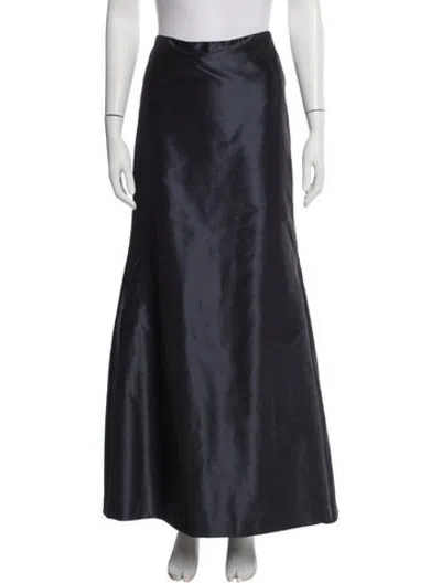 Pre-owned Reem Acra Silk Long Skirt In Blue