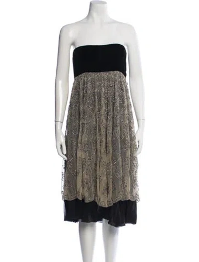 Pre-owned Reem Acra Silk Midi Length Dress In Black