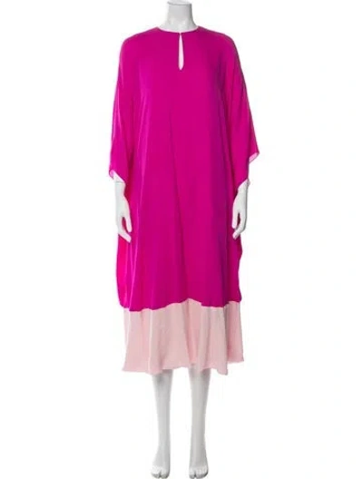 Pre-owned Reem Acra Silk Midi Length Dress In Pink