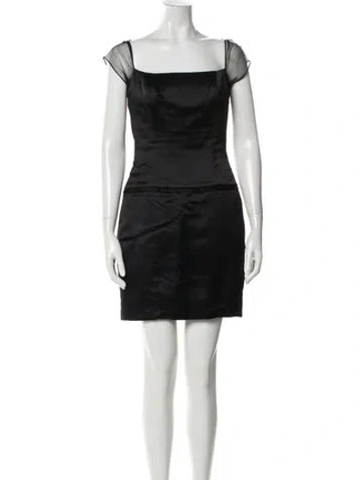 Pre-owned Reem Acra Silk Mini Dress In Black