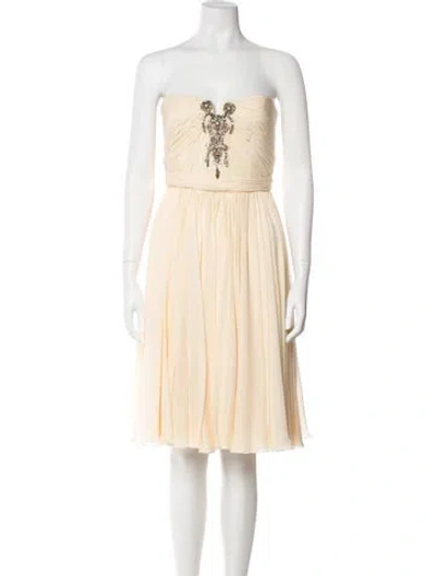 Pre-owned Reem Acra Silk Mini Dress In Neutral